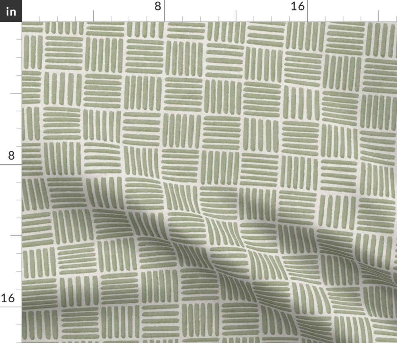 Abstract Japandi Brush Stroke Organic Lines Modern Farmhouse Warm Minimalism Geometric Basket Weave Green Natural Rustic Interior Tonal Stripes Custom Printed Fabric by Spoonflower Various Fabrics by the Yard or Fat Quarter